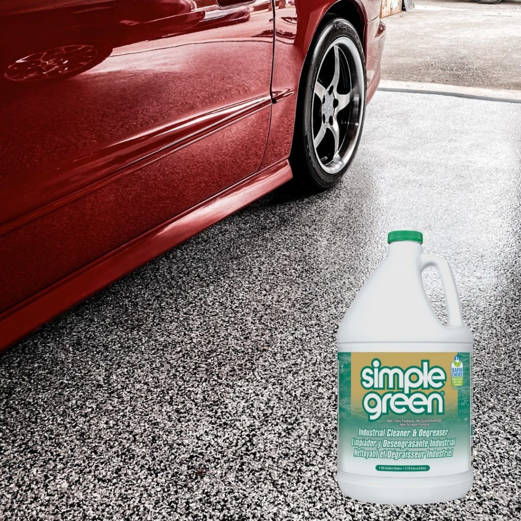 Clean garage floor coating simple green